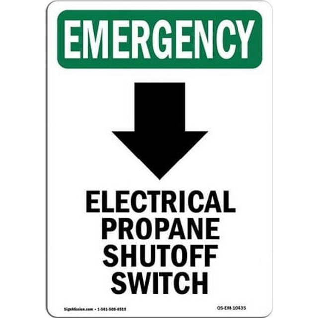 SignMission OS-EM-A-1014-V-10435 10 x 14 in. OSHA Emergency Sign - Electrical Propane with Symbol