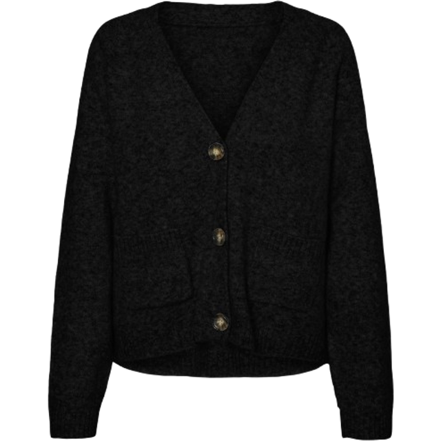 VMBOOM LS V-hals knapp cardigan GA NOOS, svart, XS