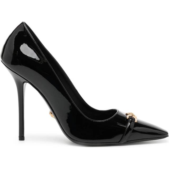 Versace - 110mm patent-finish leather pumps - women - Calf Leather/Calf Leather/Lambskin - 38 - Black