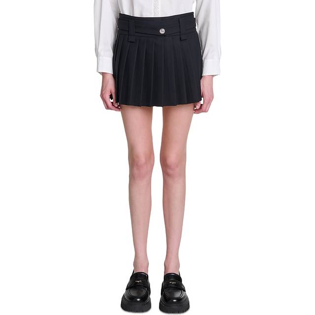 Jupe Courte Plissée - Noir - Maje -  Tissu principal: 52% polyester, 26% laine, 18% viscose, 4% elasthanneDoublure ceinture: 100% coton - Prêt-à-porter > Bas > Jupes courtes