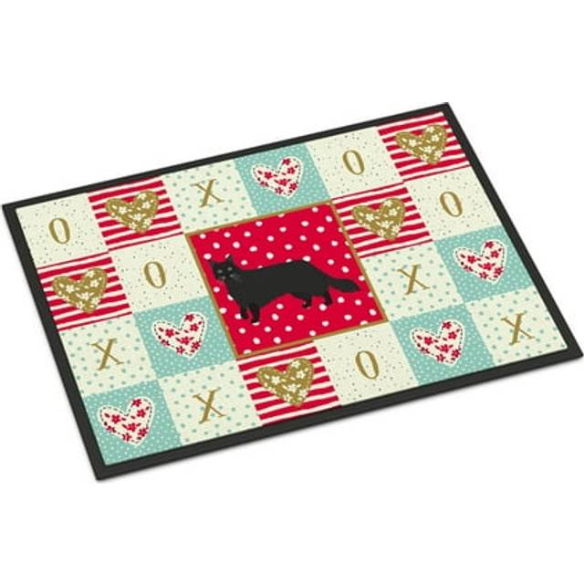 """""Caroline's Treasures Black Chantilly Tiffany Cat Love Indoor or Outdoor Mat 18x27 doormats  Multicolor"""""