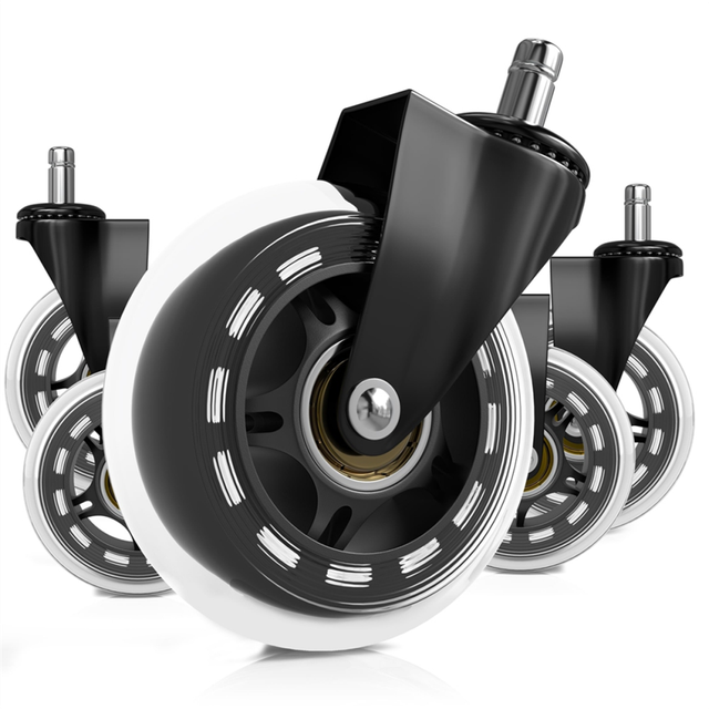 Office Chair Wheels Replacement - 3inch Clear Rubber Caster for Fit Most Chairs