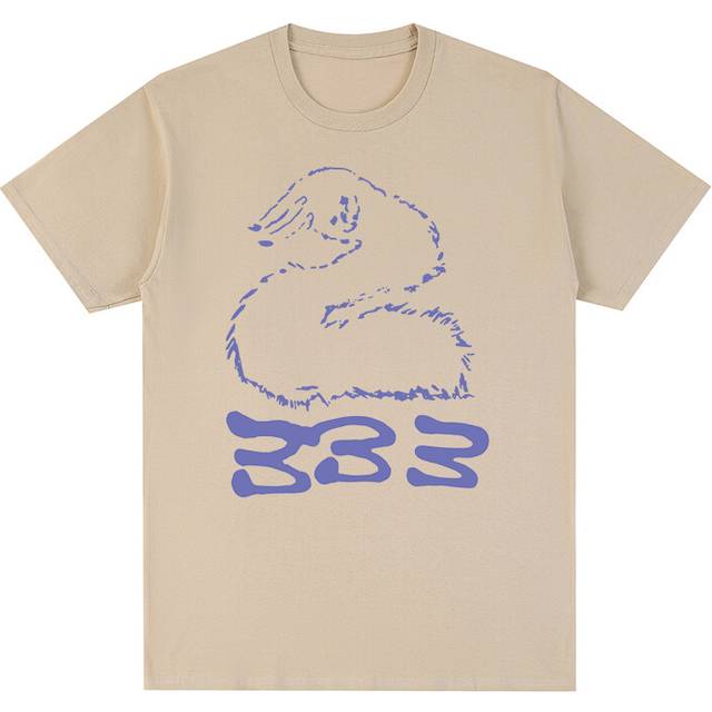 (L, Khaki) bladee 333 Hip Hop t-shirt Skate Drain Gang Cotton Men T shirt New TEE