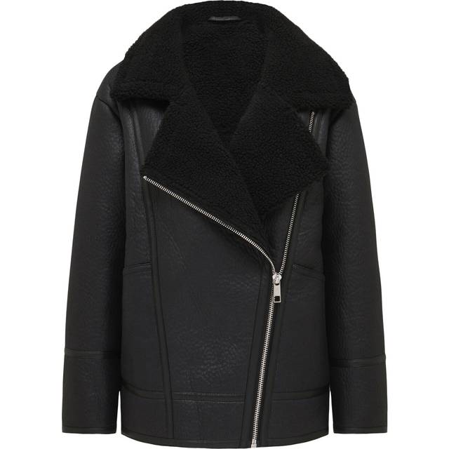 Forever New Randy Relaxed Borg Aviator Jacket, Black
