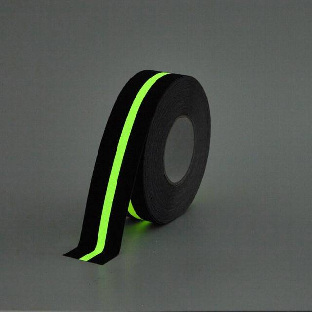 Slips Away Black Safety-Grip With Photoluminescent Stripe Anti Slip Tape Roll  50mm X 18.3M - One Size