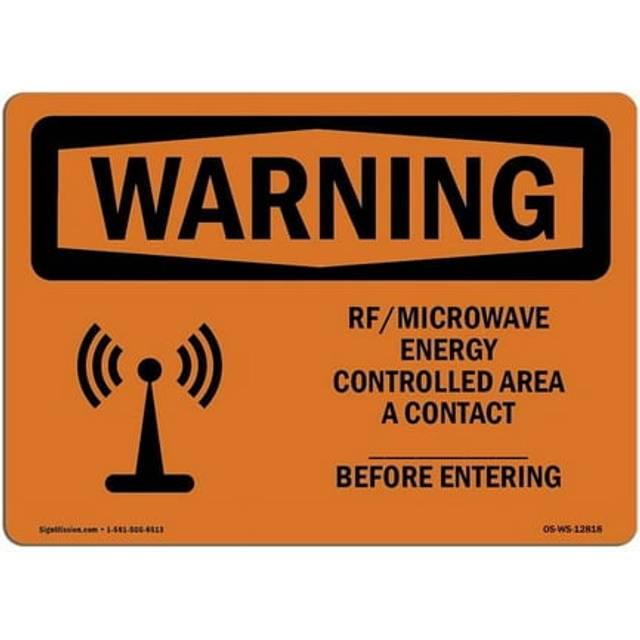 SignMission OS-WS-A-710-L-12818 7 x 10 in. OSHA Warning Sign - RF Microwave Energy Controlled Area Custom