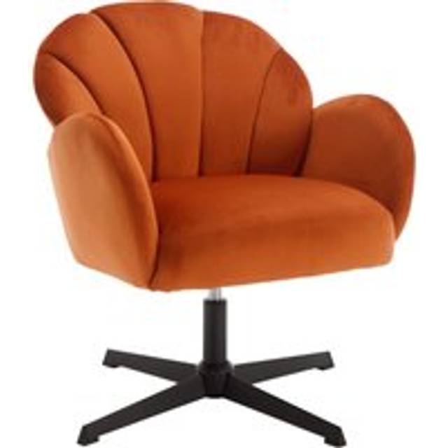 Modern Accent Armchair in Velvet Comfy Boucle Chair Upholstered with Metal Legs for Home Office Bedroom Makeup, Orange, Wahson