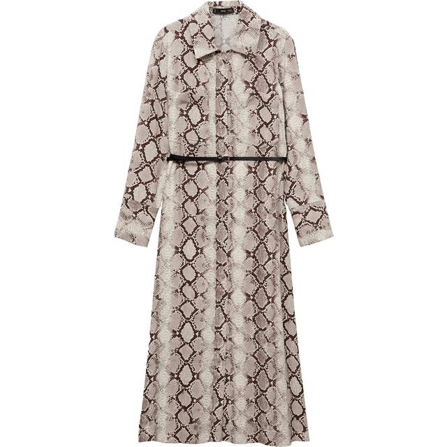 Mango Serpi Snake Primt Midi Dress - Brown - 12