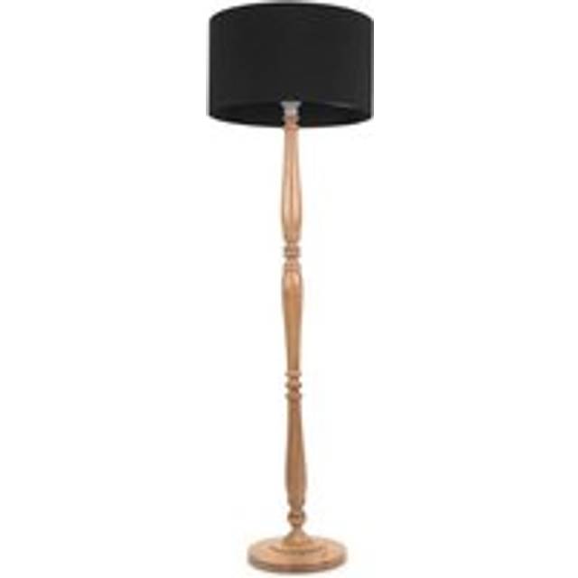 Traditional candle stick floor lamp light wood base drum lampshade led bulb