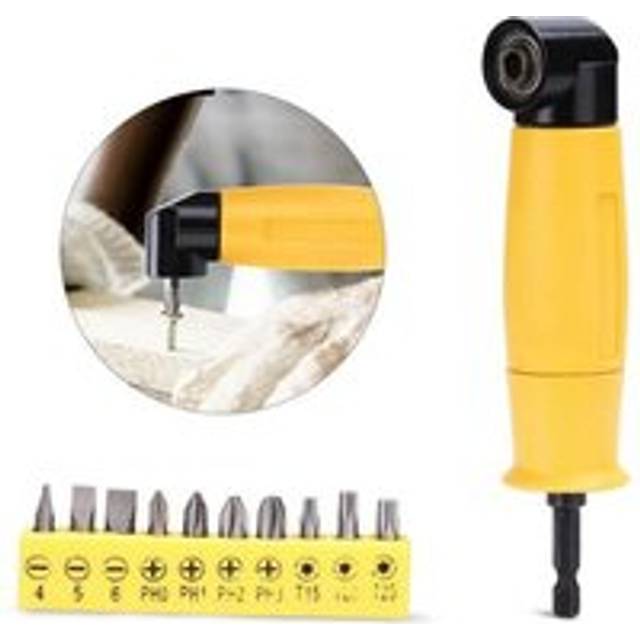 Right Angle Adapter, Strong Magnet, Standard Size Screwdriver Extension Handle, Easy to Replace, High Strength, Durable + 10 Adapter Bits