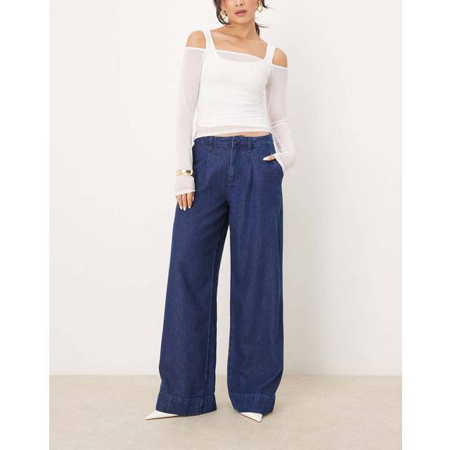 River Island Womens Blue Dark Tailored Relaxed Straight Jeans - 16S