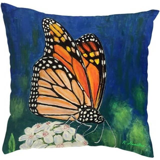 Monarch & Flower Noncorded Pillow - Small