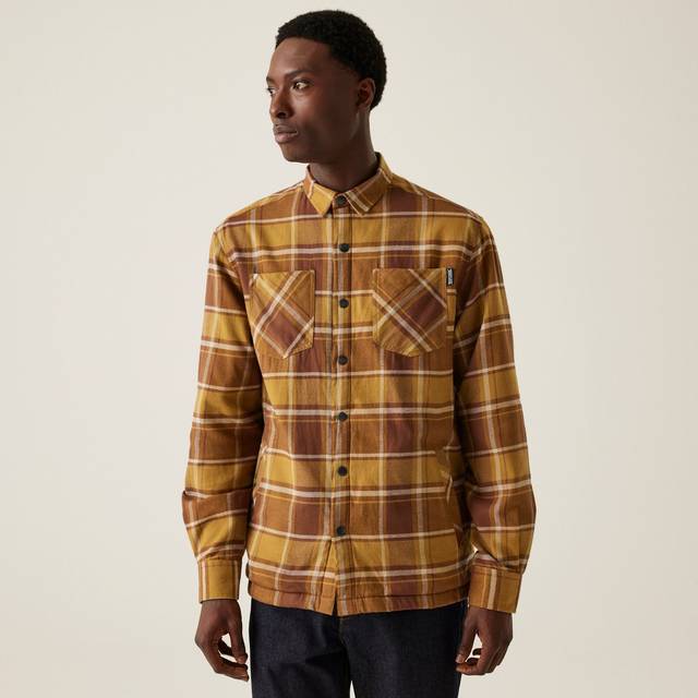 Regatta Men's Casual Thamos Long Sleeved Checked Shirt Cumin Bourbon Check, Size: S - Brown