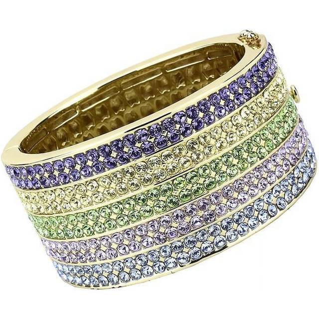 Alamode LO4277-7.25 Women Gold Brass Bangle with Top Grade Crystal in Multi Color - 7.25 in.