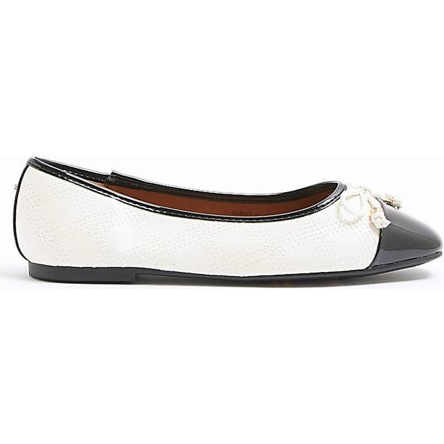 River Island Womens Beige Wide Fit Toe Cap Stitch Ballet Pumps - 5 Wide Fit