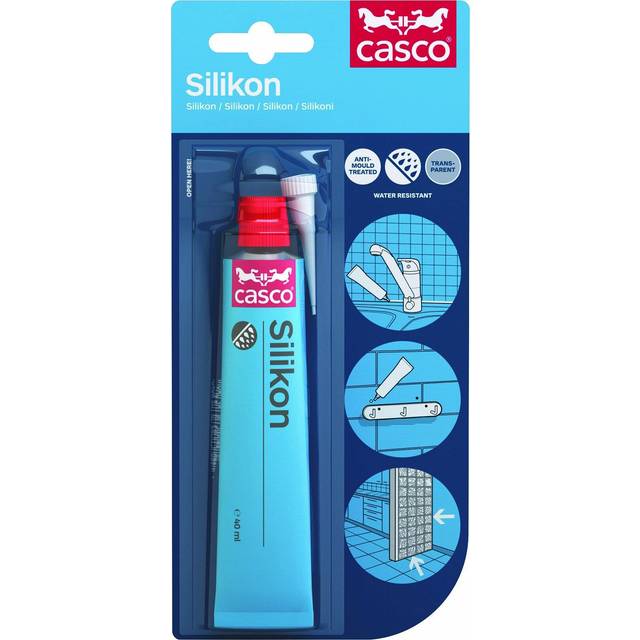 CASCO - Antimögelbehandlad silikonfog - Casco Silikon ljusgrå - Perfekt för badrum och kök - Fäster på de flesta byggmaterial - För inom- och utomhusbruk - Miljövänlig - 40 ml