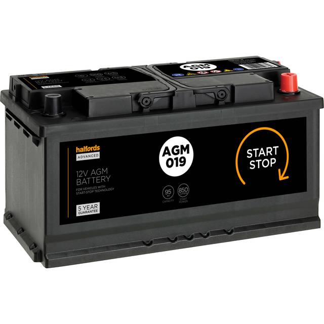 Halfords AGM019 Start/Stop 12V Car Battery 5 Year Guarantee