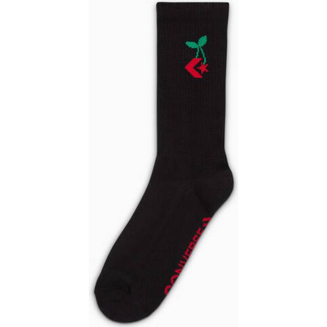 Star Chevron Cherry Crew Socks - Black - M