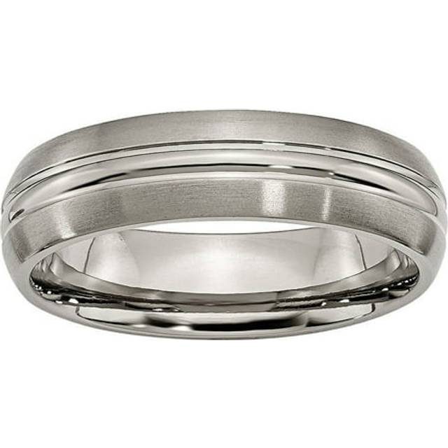 Chisel TB202-11.5 6 mm Titanium Grooved Brushed & Polished Band, Size 11.5 - Silver