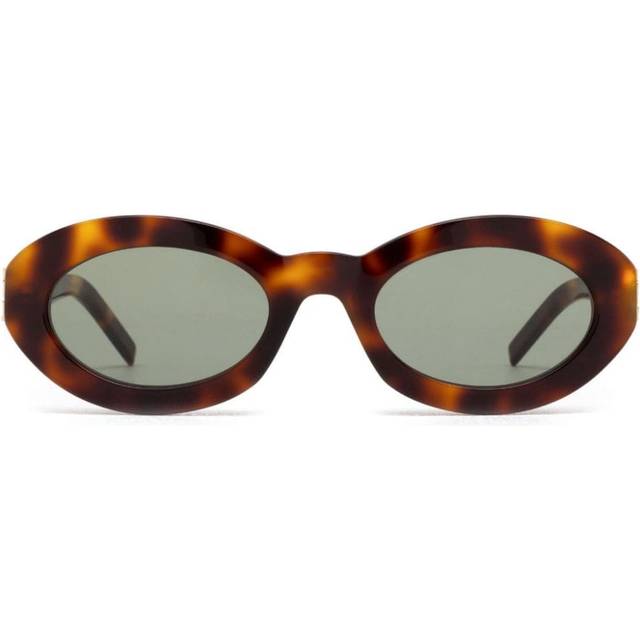 Saint Laurent Eyewear - Monogram Hinge oval-frame sunglasses - unisex - Acetate - 52 - Brown