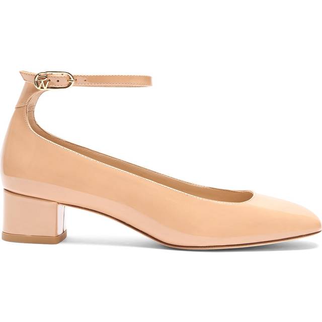 Stuart Weitzman, JANE ANKLE-STRAP PUMP, Last chance, ADOBE, PATENT