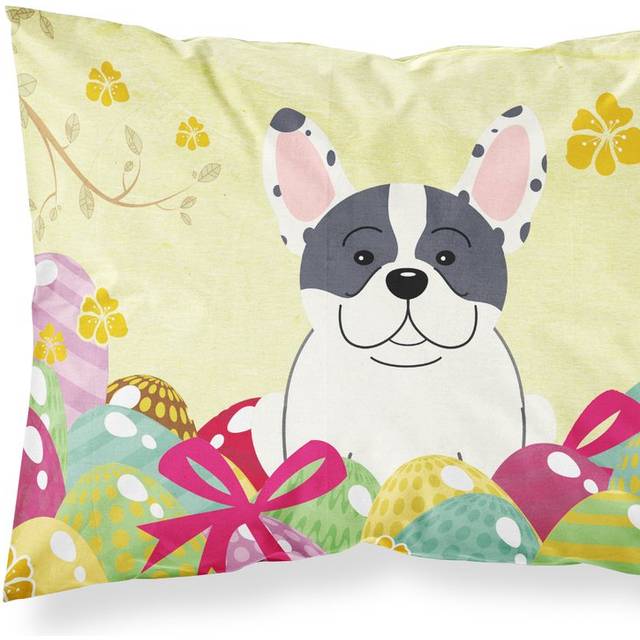 Easter Eggs French Bulldog Piebald Fabric Standard Pillowcase
