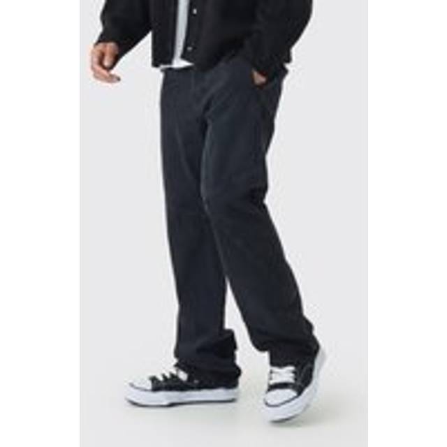 Mens Washed Black Slim Flared Panelled Jeans