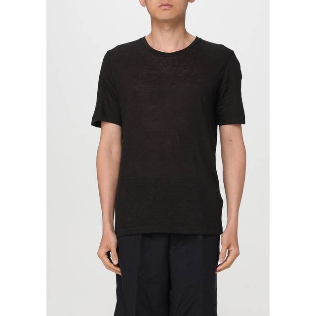 Black Short Sleeve Linen T-Shirt (S)
