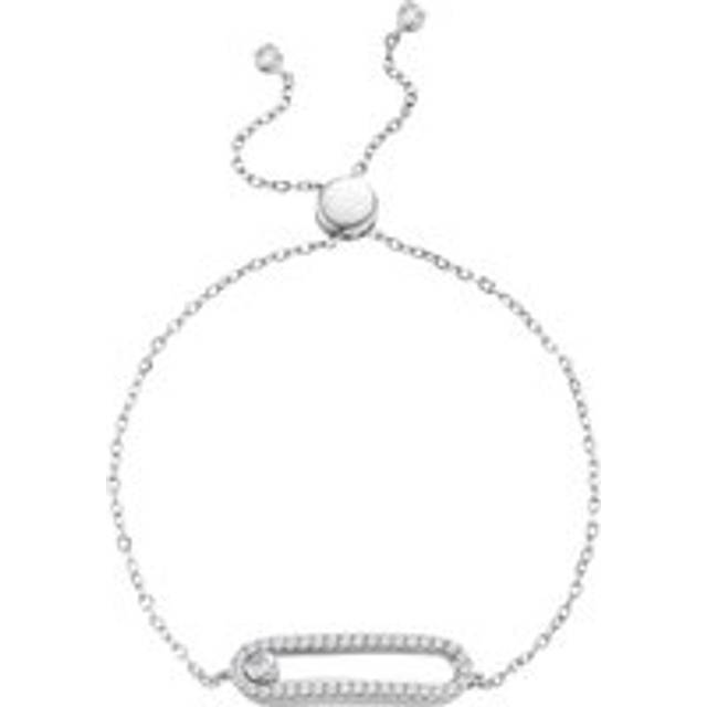 Silver Cubic Zirconia Glide Bracelet - Silver/Rhodium Plate