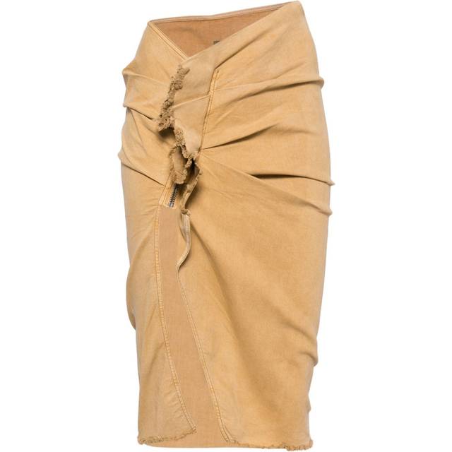 Rick Owens DRKSHDW - EDFU front-slit denim skirt - women - Rubber/Polyester/Cotton - M - Brown