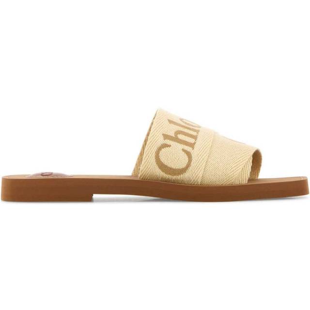 Chloé - Woody logo-embroidered sandals - women - Polyester/Polyester/Linen/Flax/Linen/Flax/Polyethylene vinyl acetate (PEVA) - 38 - Neutrals