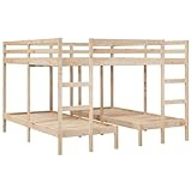 Våningssäng 3 platser 200x200/80x200 cm massiv furu