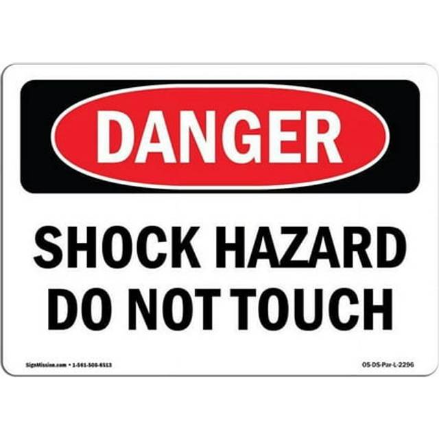 SignMission OS-DS-A-1014-L-2296 10 x 14 in. OSHA Danger Sign - Shock Hazard Do Not Touch