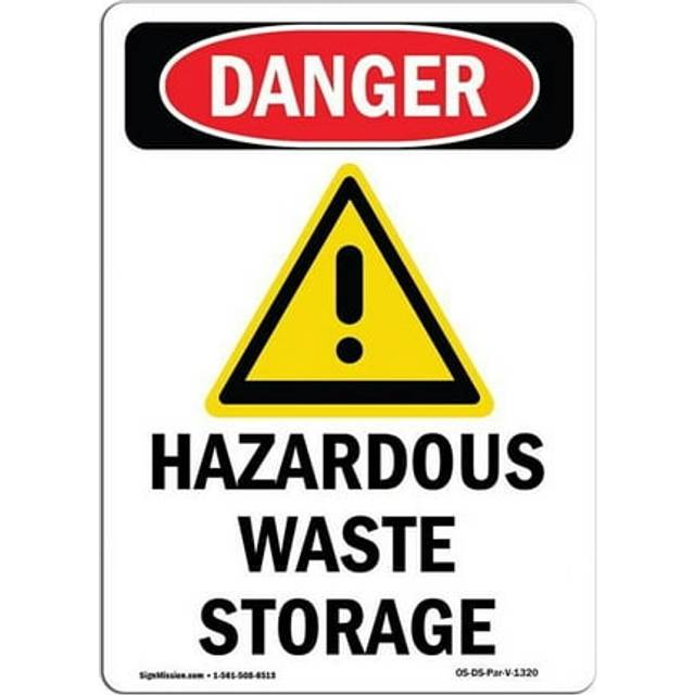 SignMission OS-DS-A-710-V-1320 7 x 10 in. OSHA Danger Sign - Hazardous Waste Storage