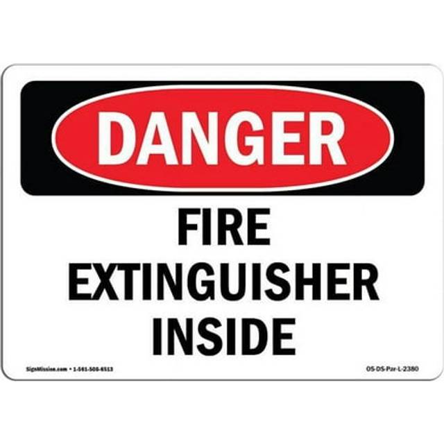 SignMission OS-DS-A-1218-L-2380 12 x 18 in. OSHA Danger Sign - Fire Extinguisher Inside