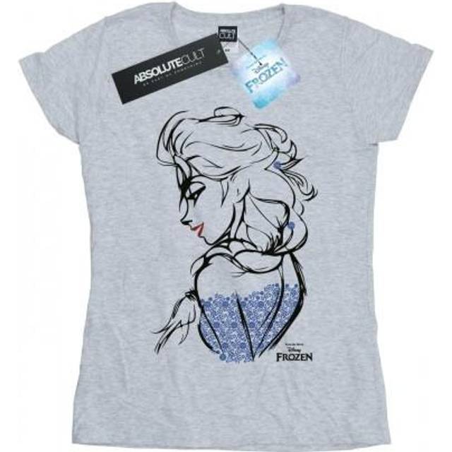 Frozen Elsa Sketch Mono Cotton T-Shirt - White - XL