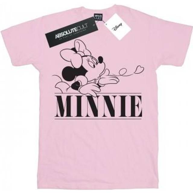 (S, Baby Pink) Disney Womens/Ladies Minnie Mouse Kiss Cotton Boyfriend T-Shirt
