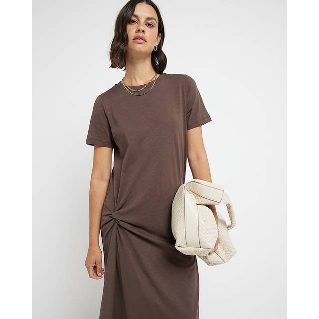 River Island Womens Brown Side Knot T-Shirt Midi Dress - 10
