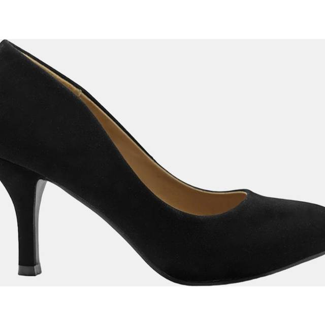 (7 UK, Black) Where's That From Womens/Ladies Suede Pointed Mid High Heel Court Pumps