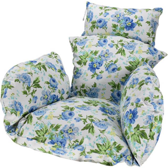 (Blue Floral) Hammock Chair Seat Cushion Hanging Swing Seat Pad Chair Bed Back Pad Chair Pillow Detachable Home Office Furniture Decoration