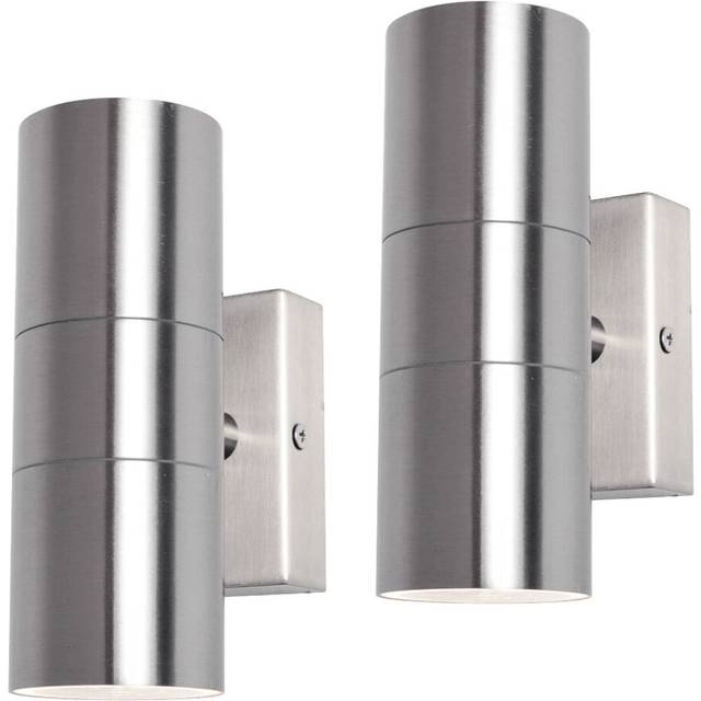 (Stainless Steel, 2 Pack) Litecraft Kenn Wall Light Outdoor Up & Down