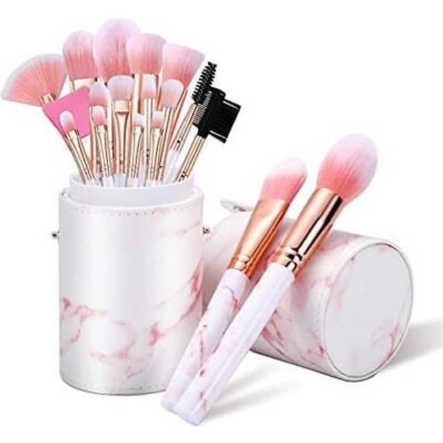Makeup brushes sets glamour gaze 16pcs pink marble make up brushes foundation e