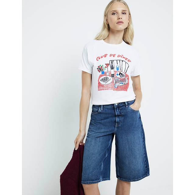 River Island Womens White Graphic Diner T-Shirt