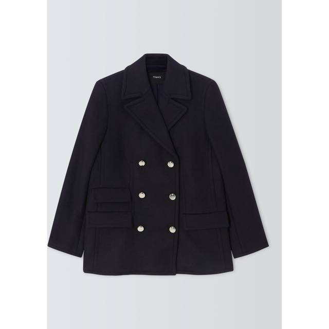 Theory Wool Blend Pea Coat, Navy