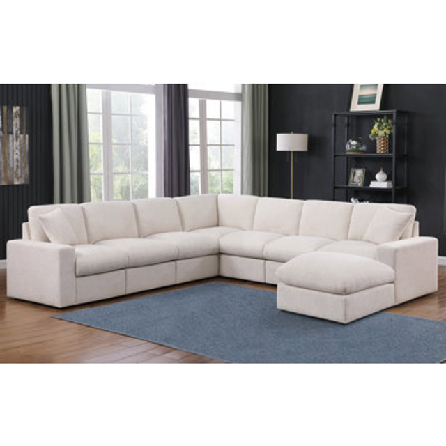 Wade Logan Balliet Beige Chenille Sofa 119.5 8 6 Seater