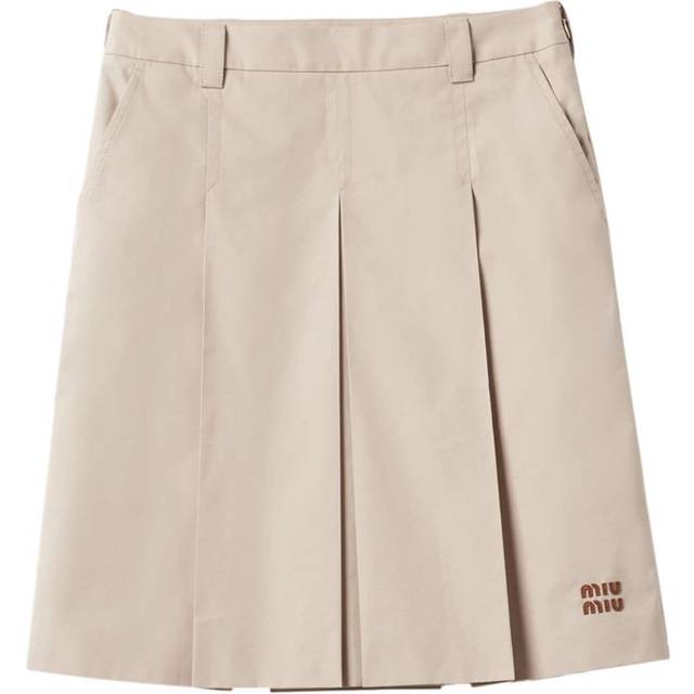Miu Miu - pleated gabardine skirt - women - Cotton - 38 - Neutrals