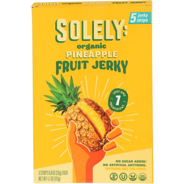 Solely Organic Fruit Jerky No Preservatives Pineapple 5 Strips