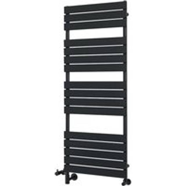 Lustro - Modern Black Flat Panel Dual Fuel Electric Heated Towel Rail Radiator - 1500mm x 600mm - Milano