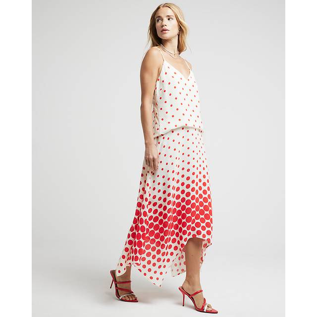 River Island Womens Red Spot Asymmetric Midi Skirt - 10