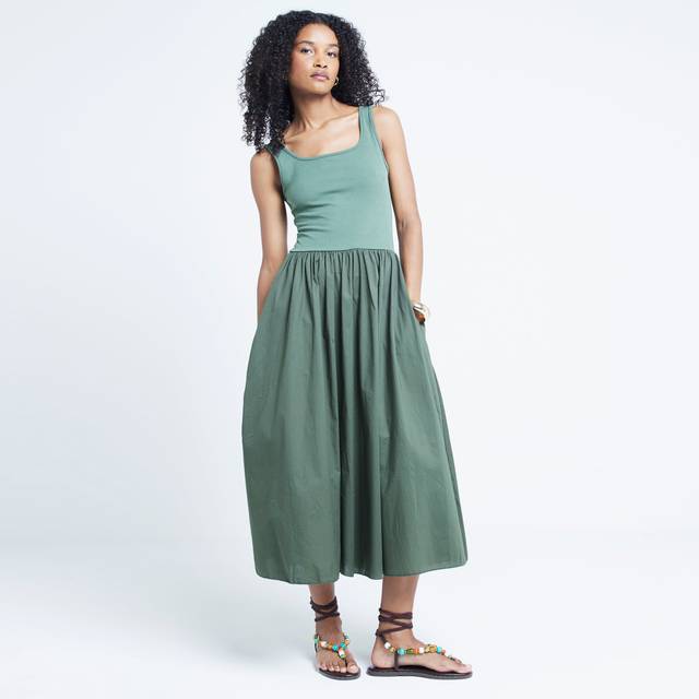 River Island Womens Khaki Hybrid Skater Midi Dress
